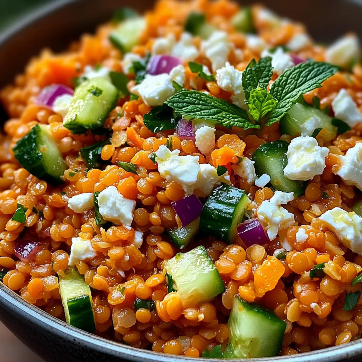 Zesty Red Lentil Salad with Feta for Fresh Flavor Boost