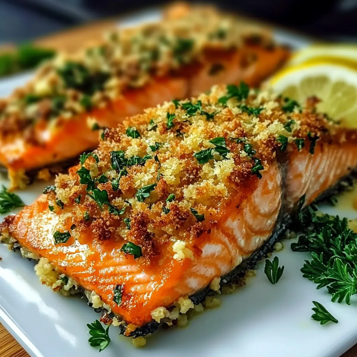 Savory Baked Salmon with Garlic Parmesan Crust Delight