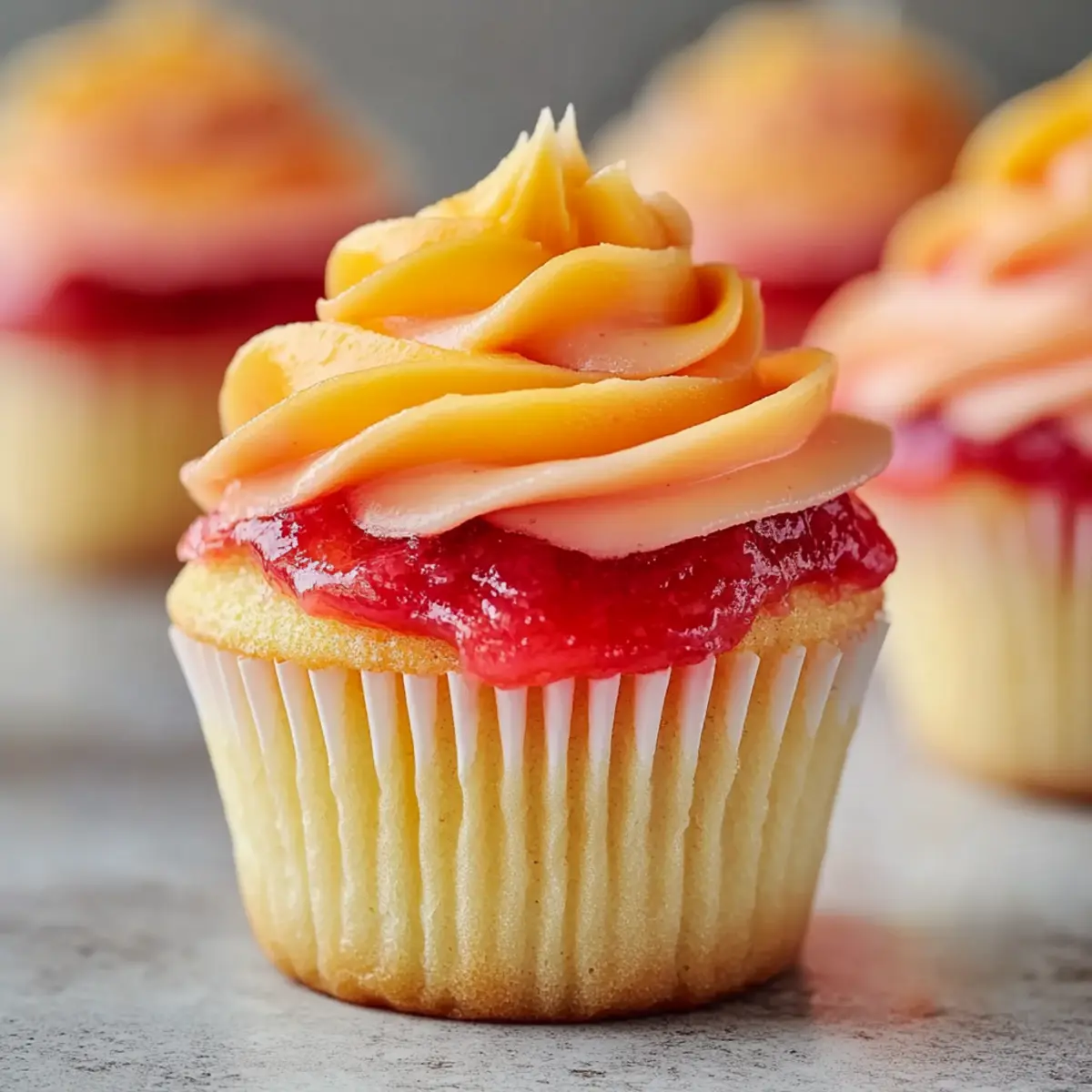 Mango Strawberry Sunset Cupcakes for a Tropical Escape
