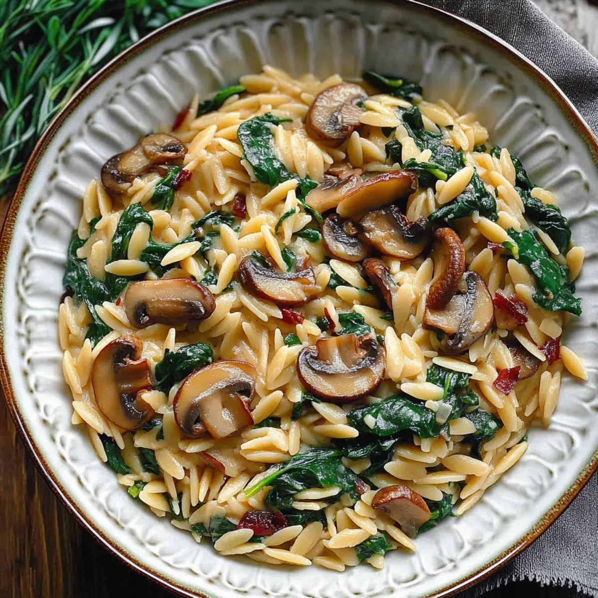 Creamy Spinach and Mushroom Orzo: Elevate Dinner Tonight