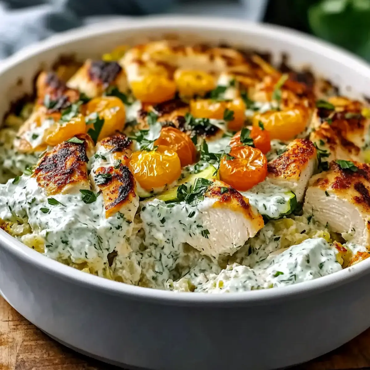 Dump-and-Bake Chicken Tzatziki Casserole for Effortless Dinners