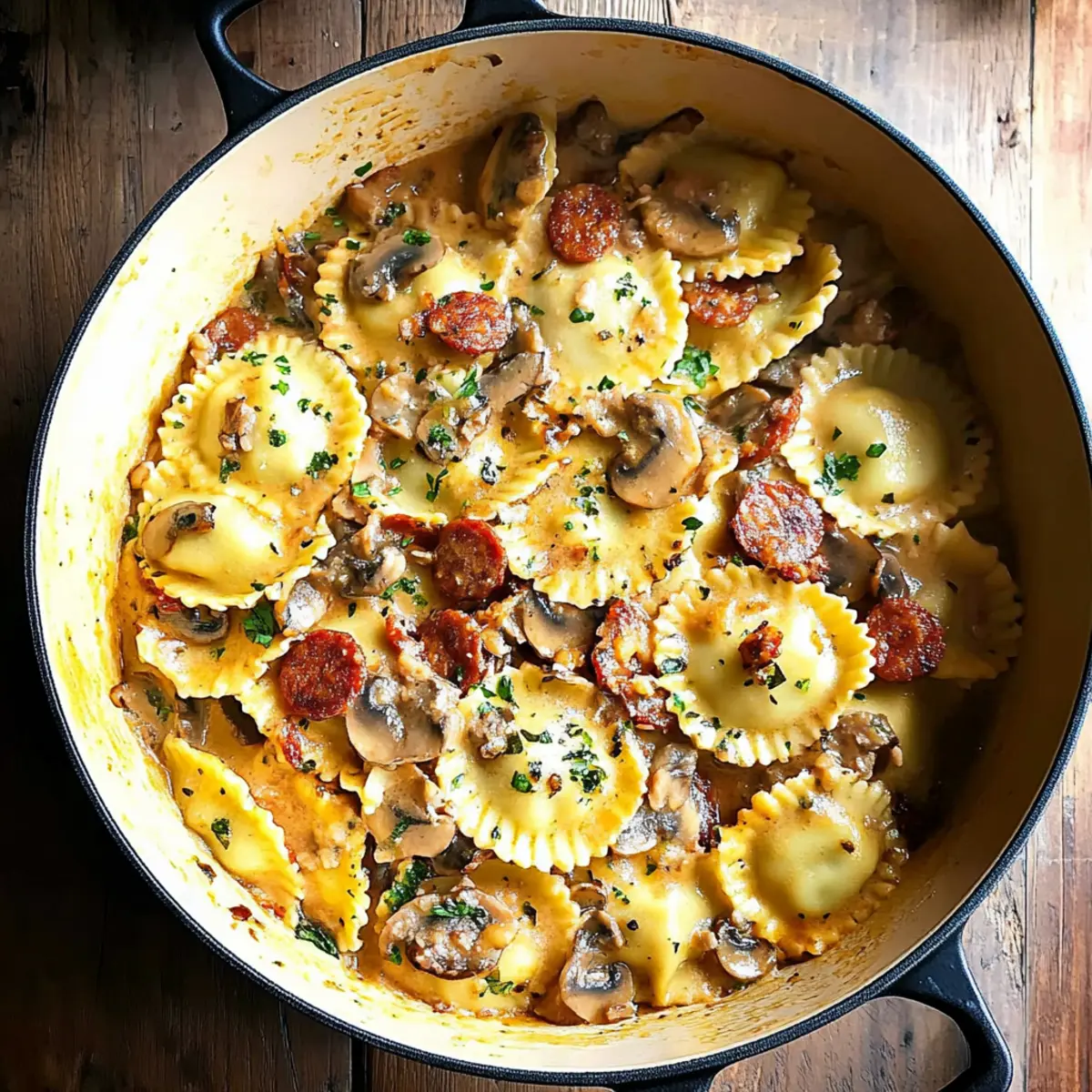 Creamy Mushroom Chorizo Ravioli Ready in 20 Minutes