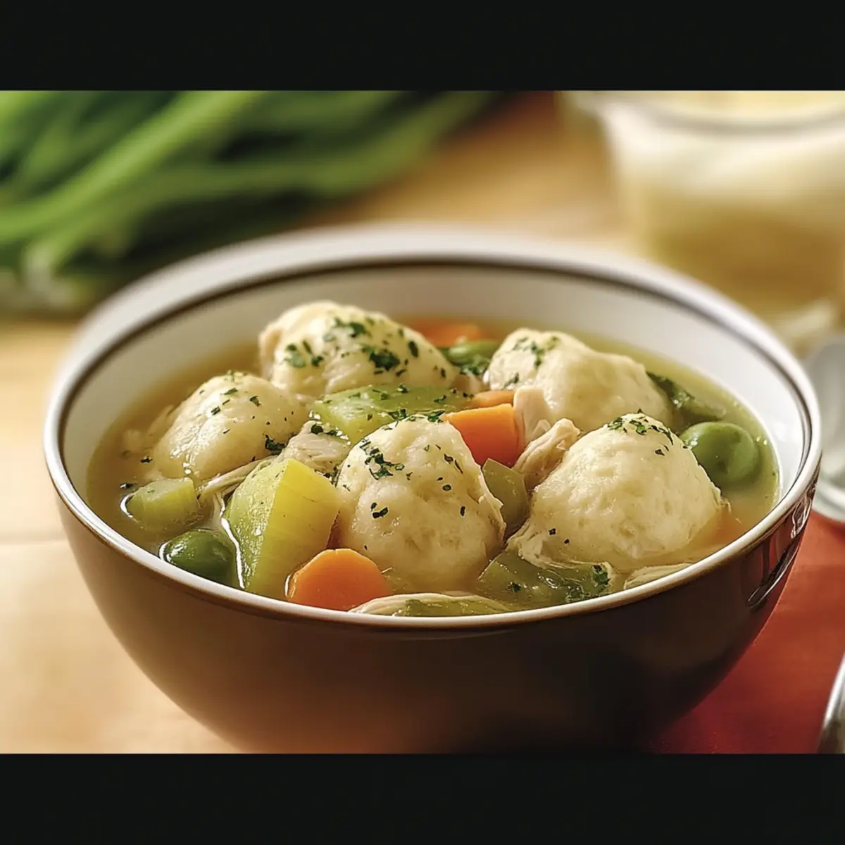 Savory Summer Chicken Soup with Biscuit Dumplings Delight