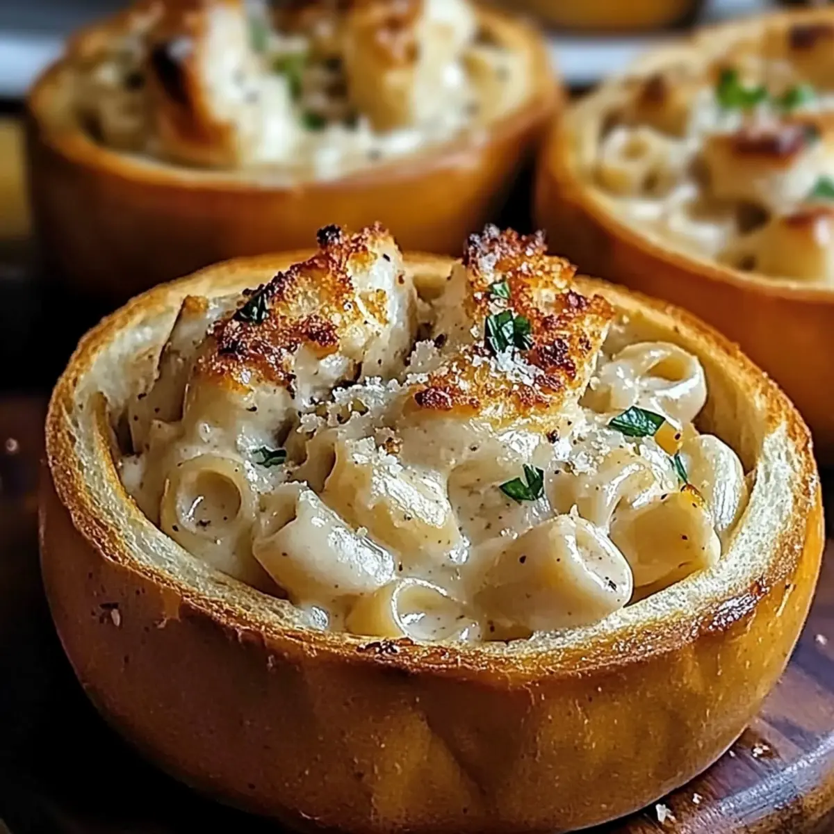 Savory Chicken Alfredo Garlic Bread Bowls for Cozy Dinners
