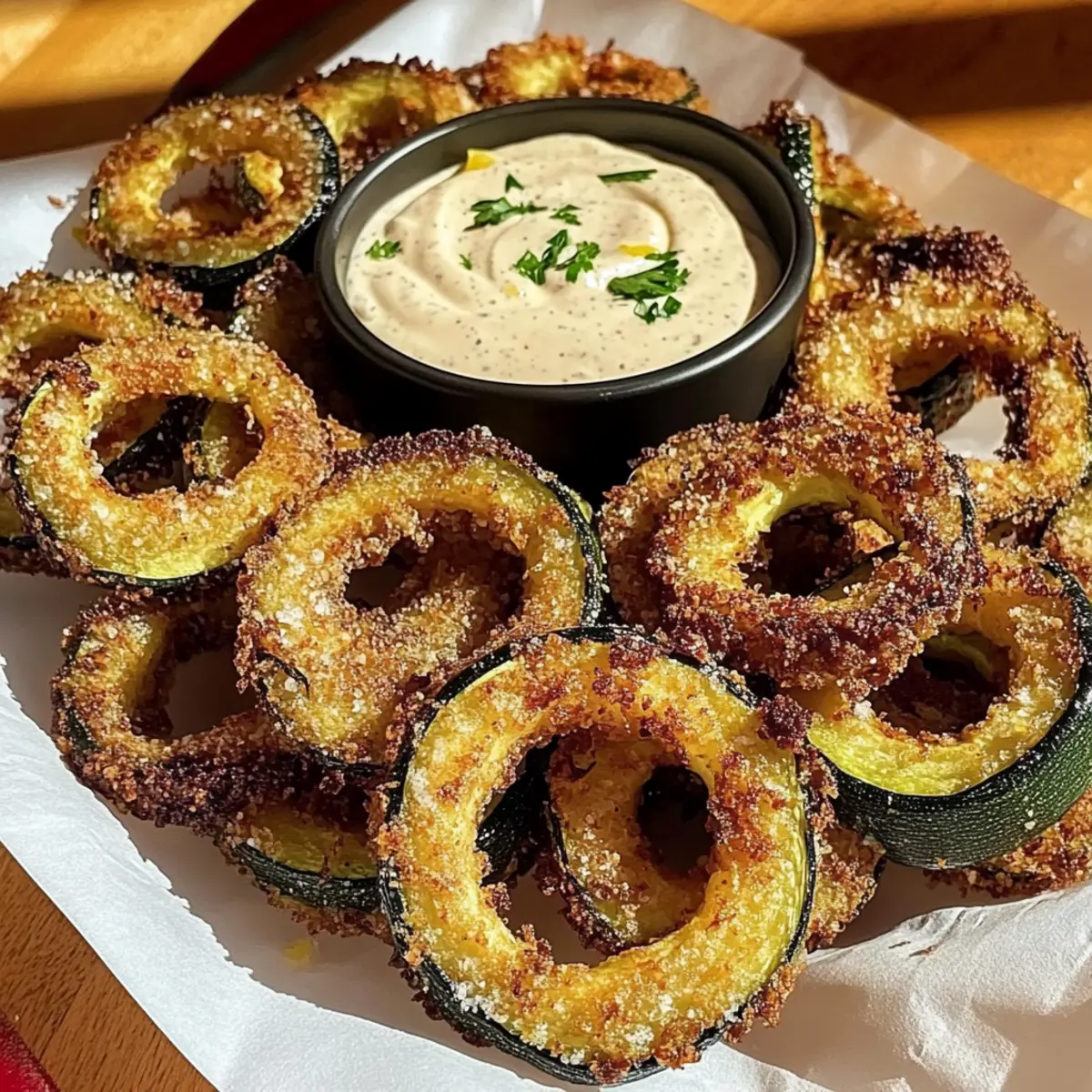 Crispy Zucchini Rings with Creamy Dip for guilt-free snacking