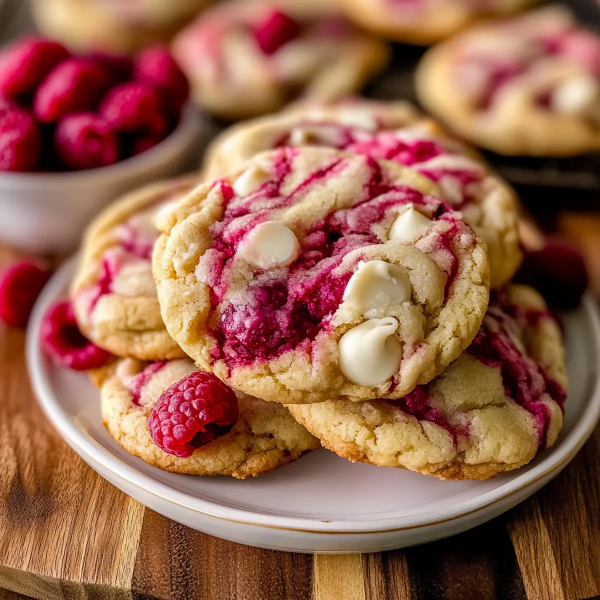 Soft and Chewy Raspberry Cookies with White Chocolate Delight