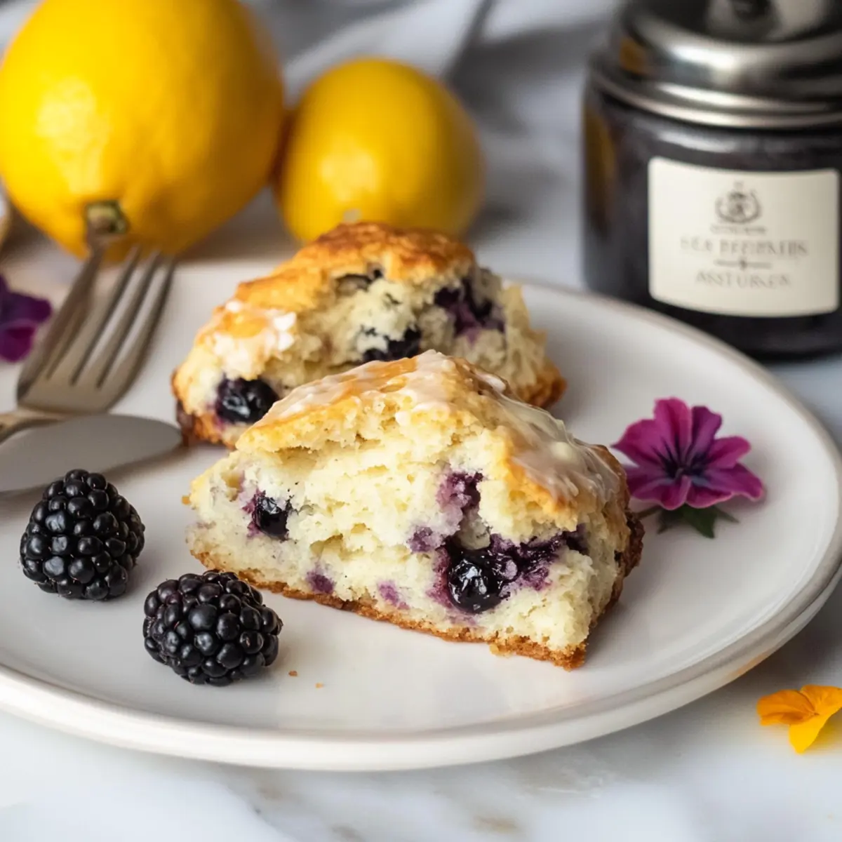 Earl Grey Blackberry Scones with Lemon Glaze for Cozy Mornings