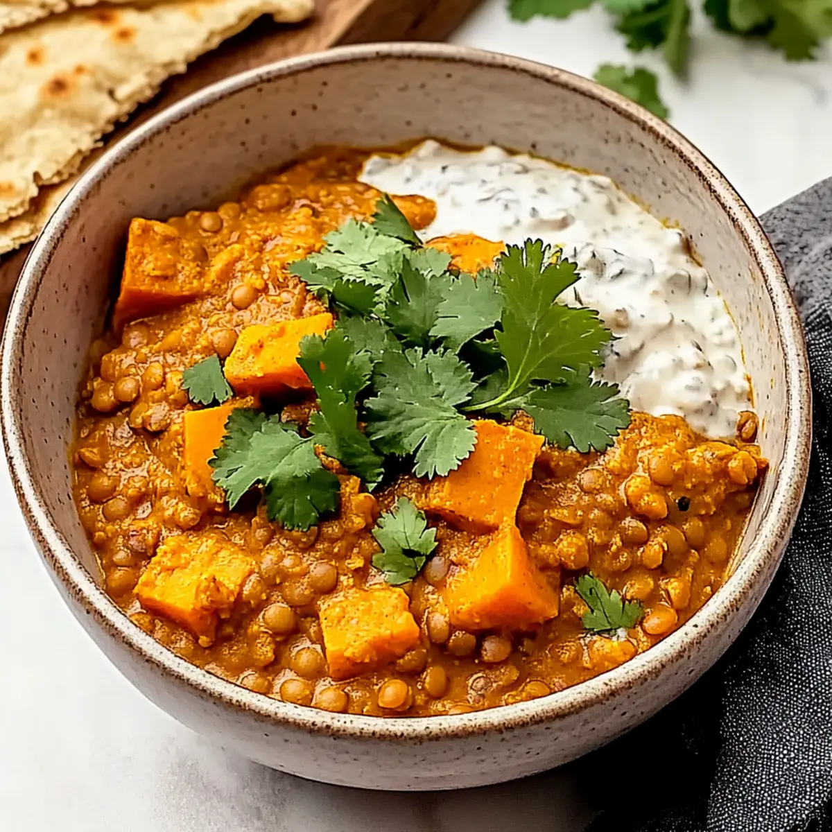 Creamy Red Lentil Curry with Sweet Potatoes for Pure Comfort