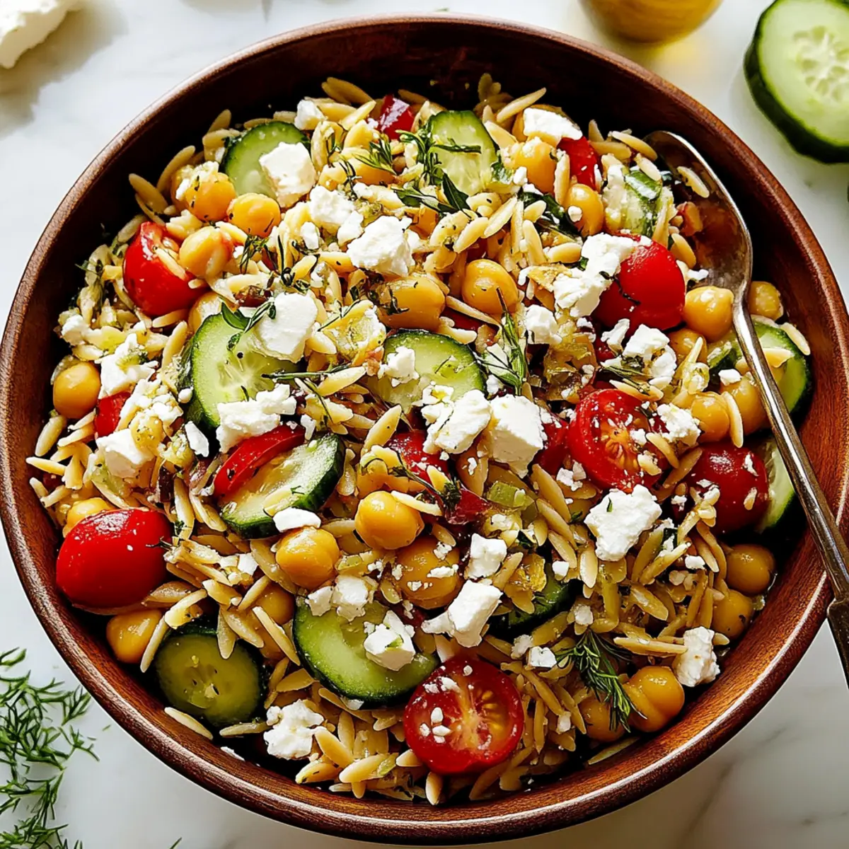 Delicious Greek Orzo Salad with Chickpeas for Summer Bliss