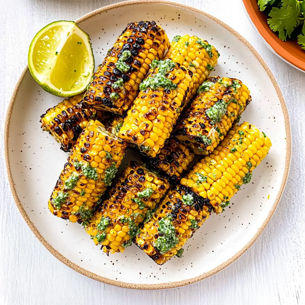 Easy Blackened Corn with Zesty Cilantro Garlic Butter