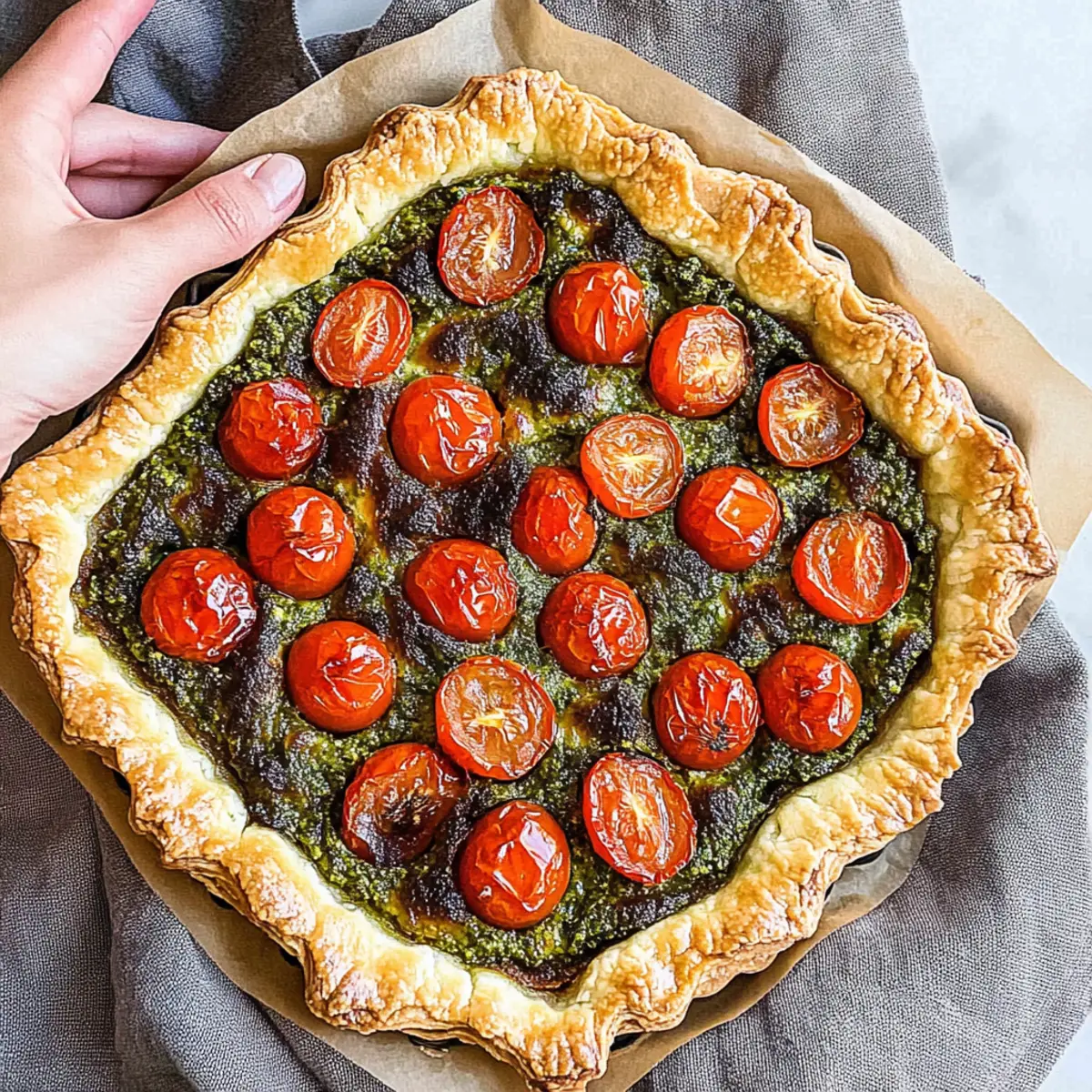 Roasted Cherry Tomato and Pesto Tart for Summer Bliss