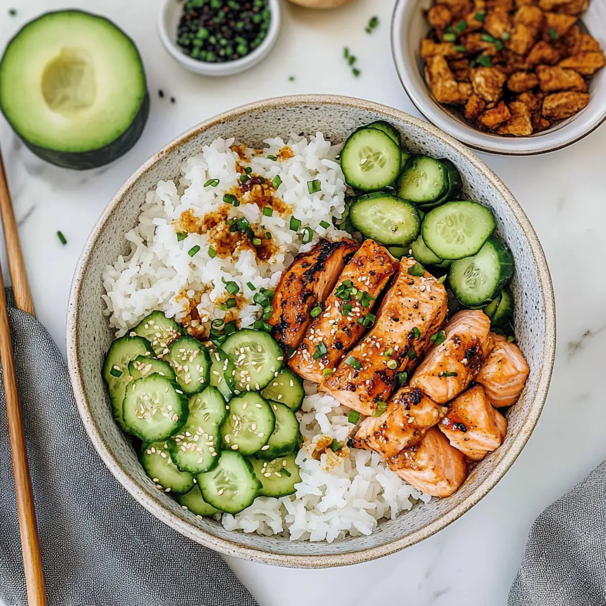 Spicy Salmon Bowls with Coconut Rice for a Cozy Night In