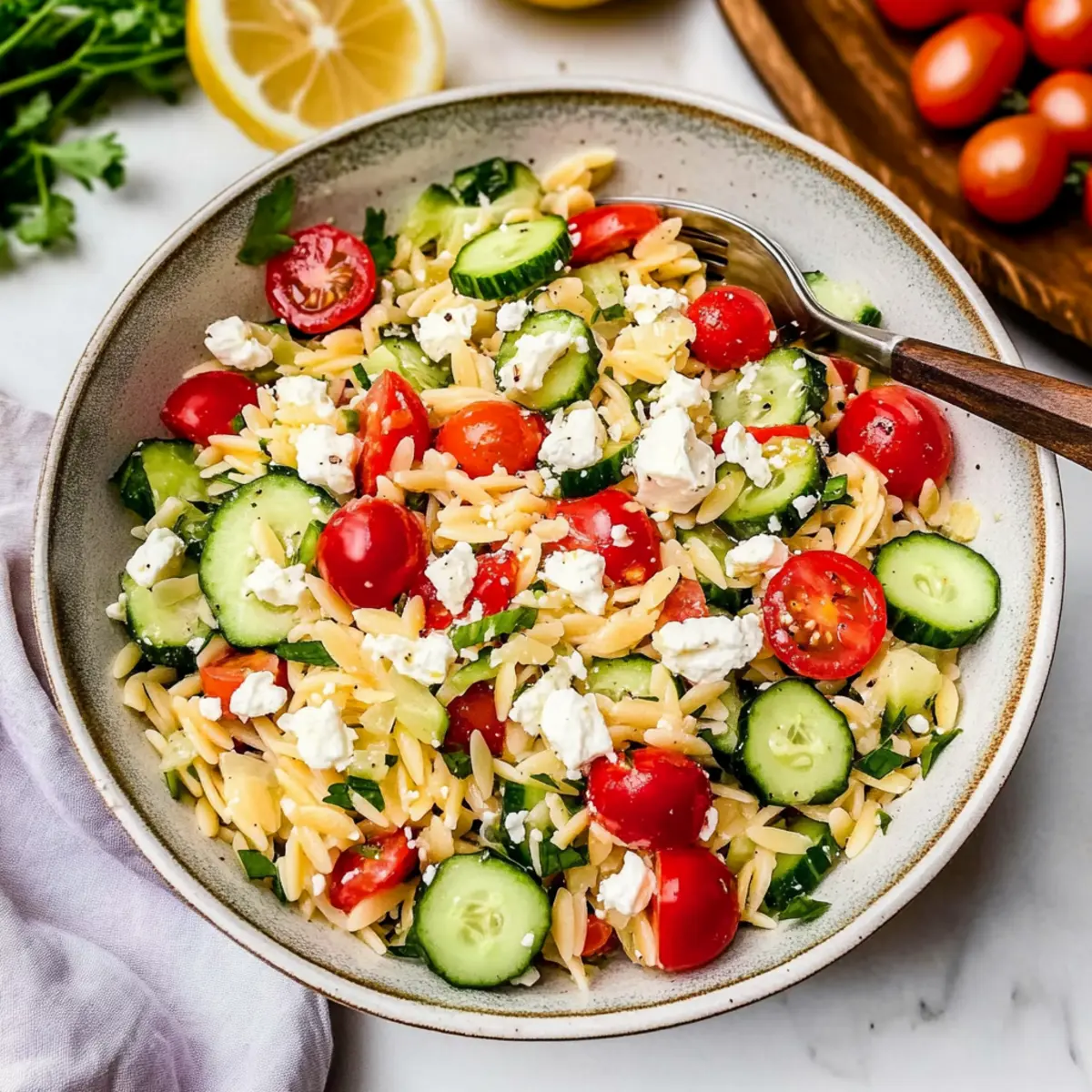 Refreshing Lemon Orzo Salad with Feta for Summer Joy