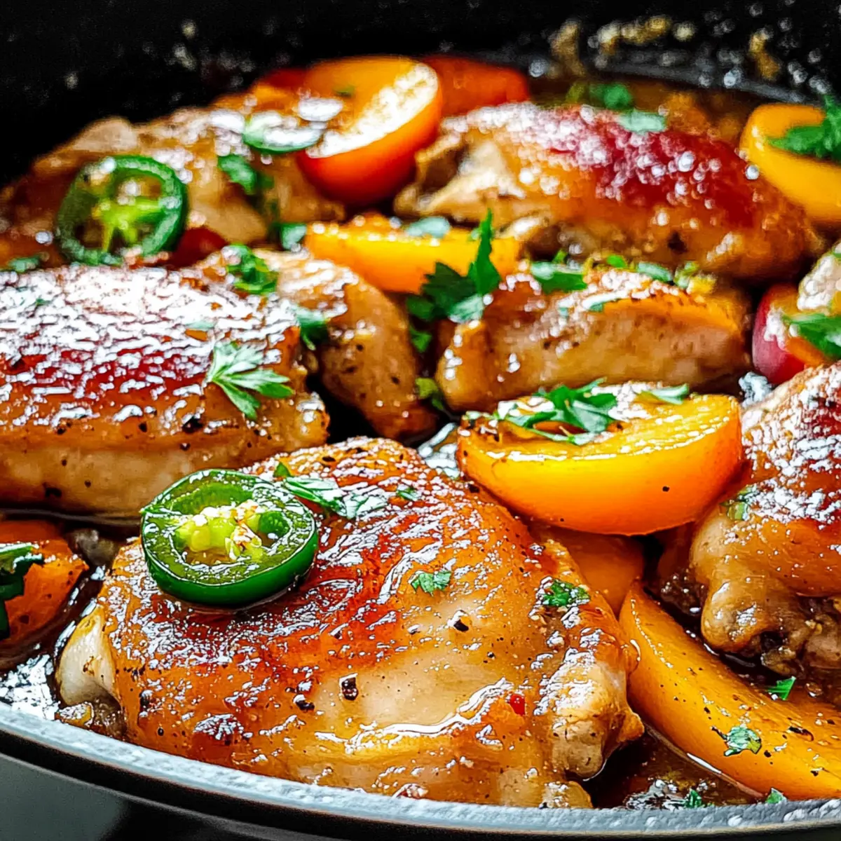 Sweet and Spicy Jalapeño Peach Chicken Skillet Bliss
