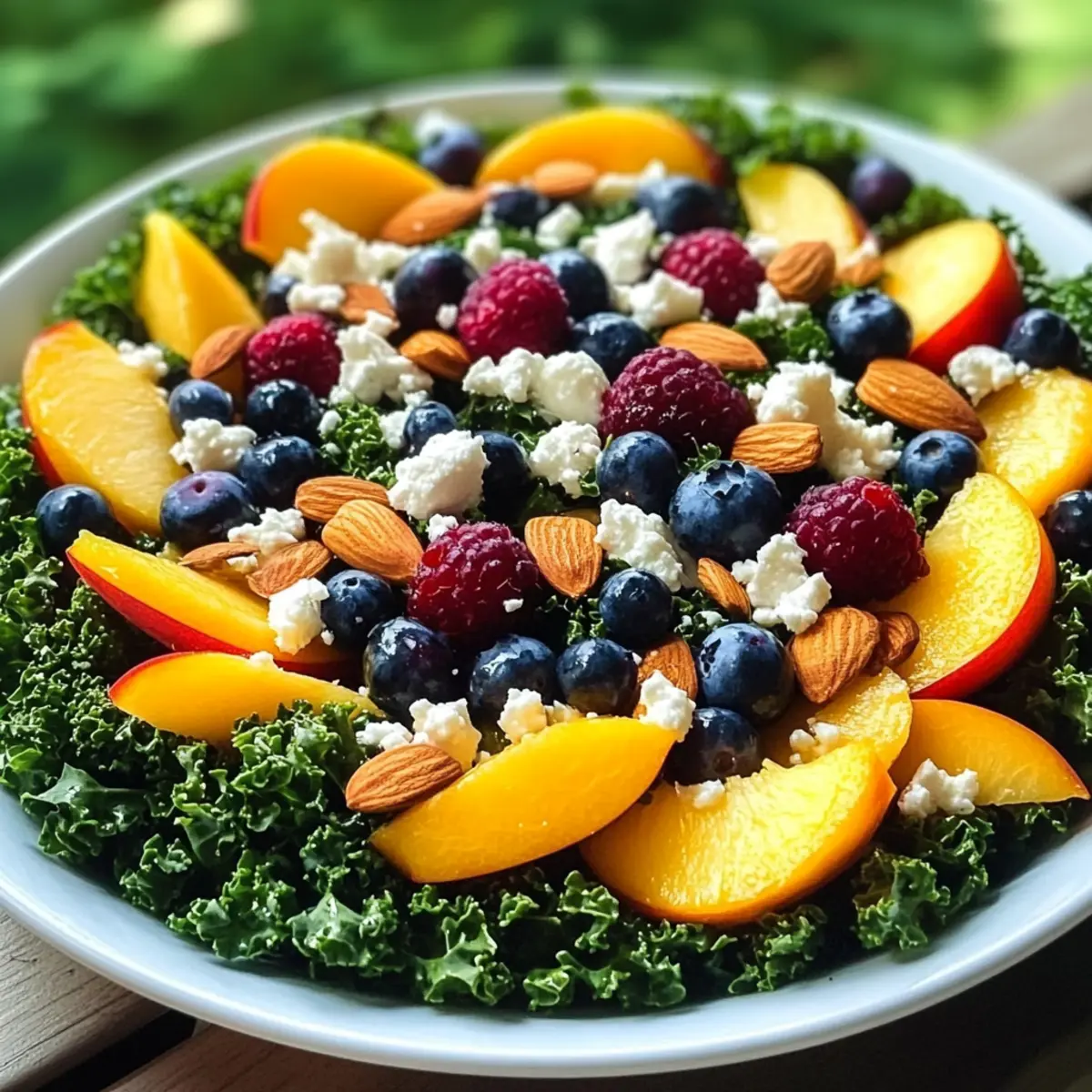 Vibrant Summer Peach & Blueberry Kale Salad That Refreshes