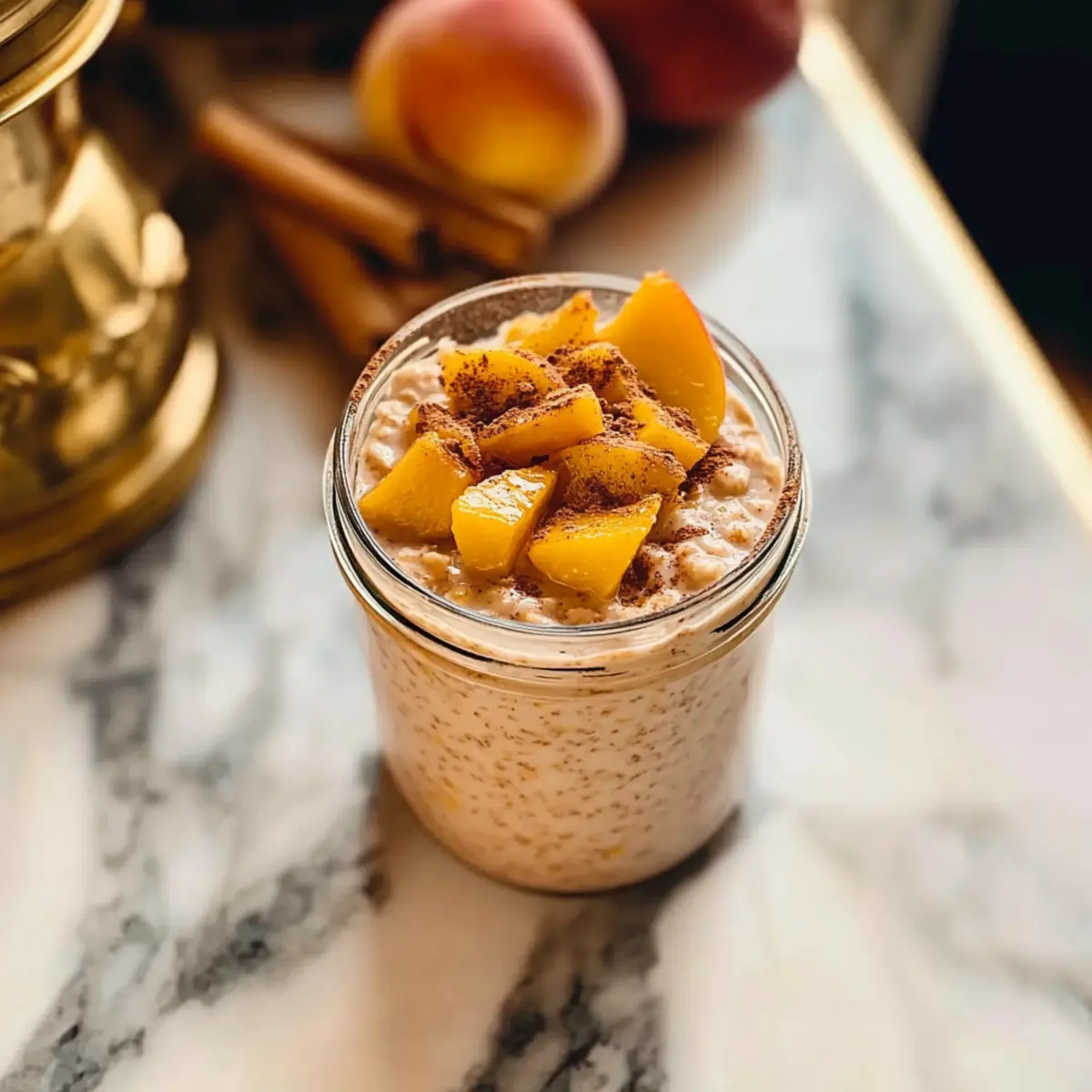 Peach Cobbler Overnight Oats for Cozy Mornings Ahead