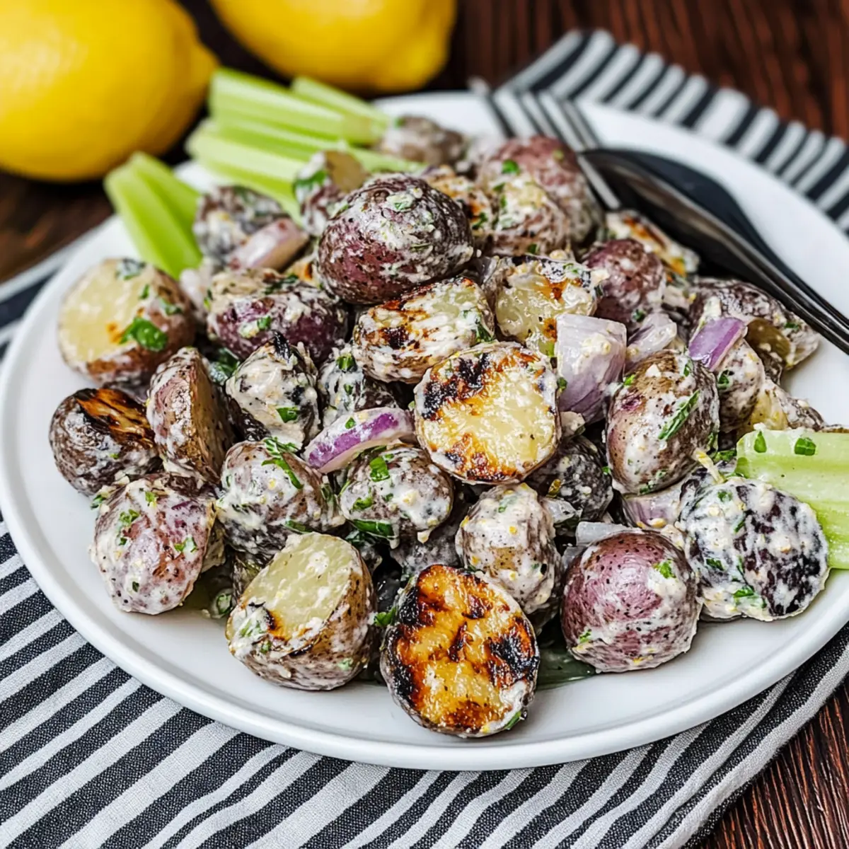 Grilled Potato Salad with Charred Lemon for a Summer Delight