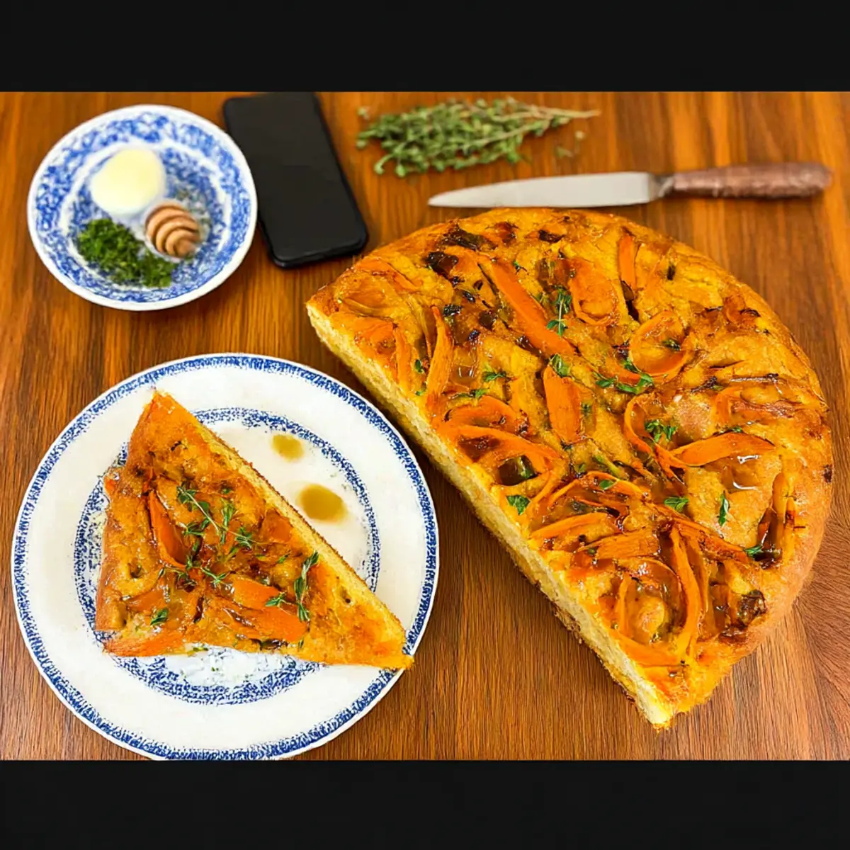 Irresistible Carrot Focaccia with Honey and Thyme Bliss