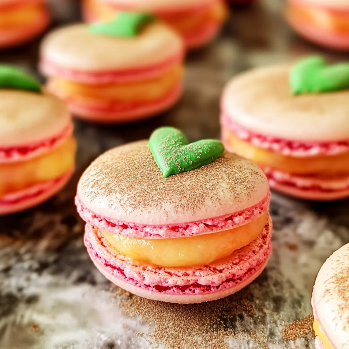 Peach Macarons Filled with Cinnamon Creamy Bliss